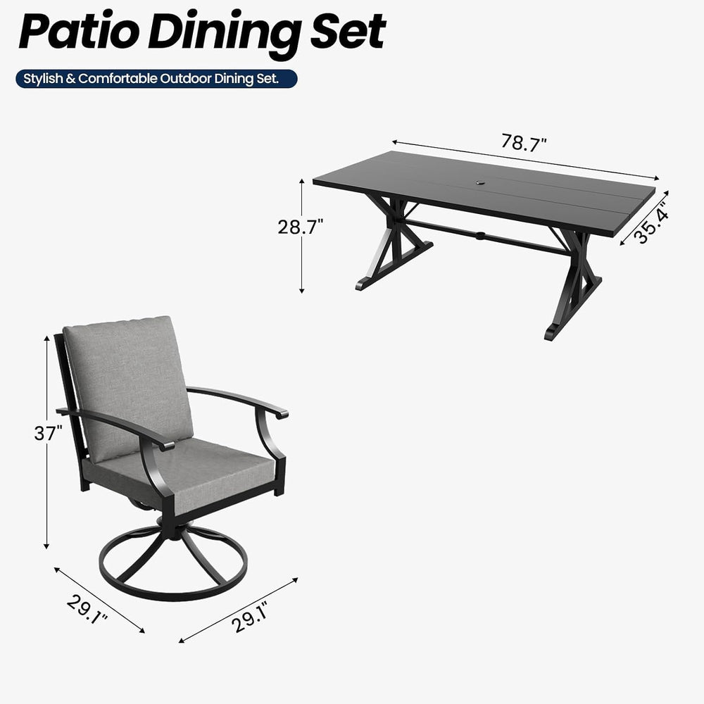 7 Pieces Outdoor Patio Dining Set,Patio Table and Chairs Metal Outdoor Patio ...