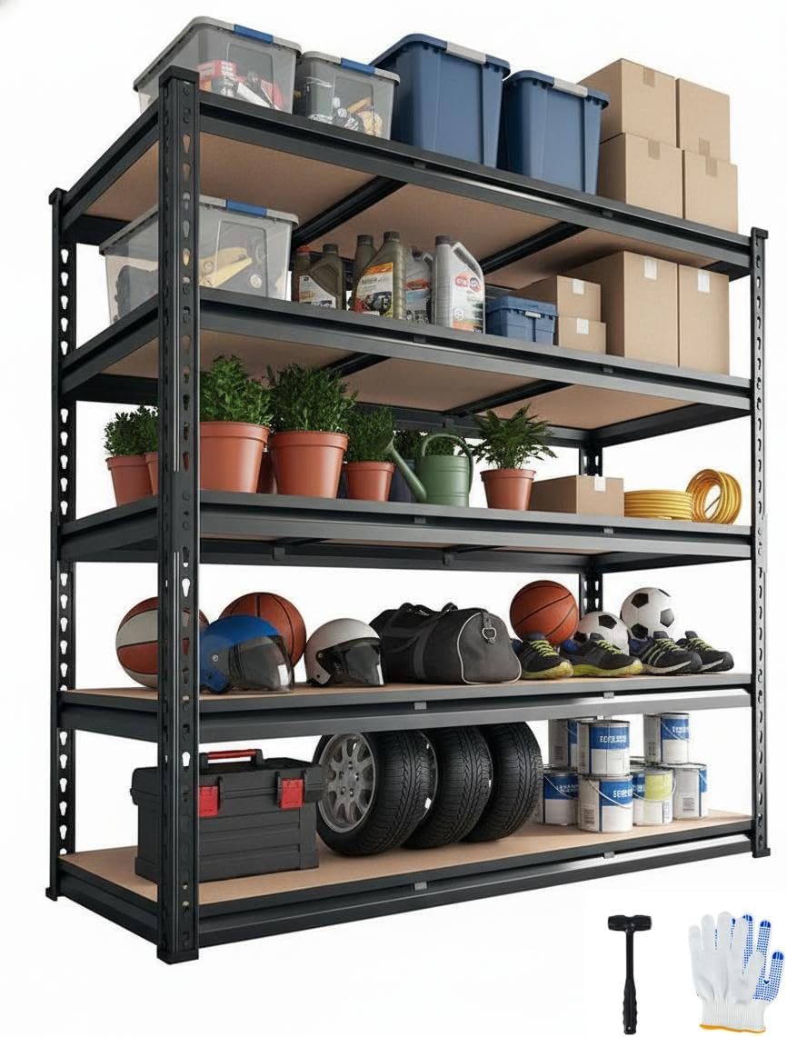 Heavy Duty Garage Shelving Units,5-Tier Adjustable Storage Shelves
