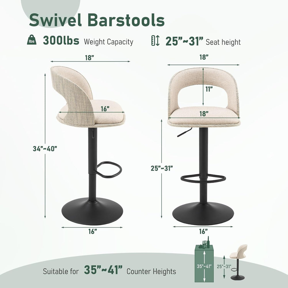 Furnimart Outdoor Bar Stools Set of 6 with Covers Waterproof, Adjustable Pati...
