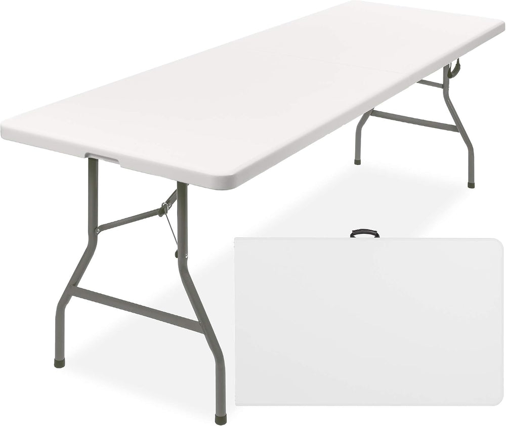 Best Choice Products 8ft Plastic Folding Table, Indoor Outdoor Heavy Duty Por...