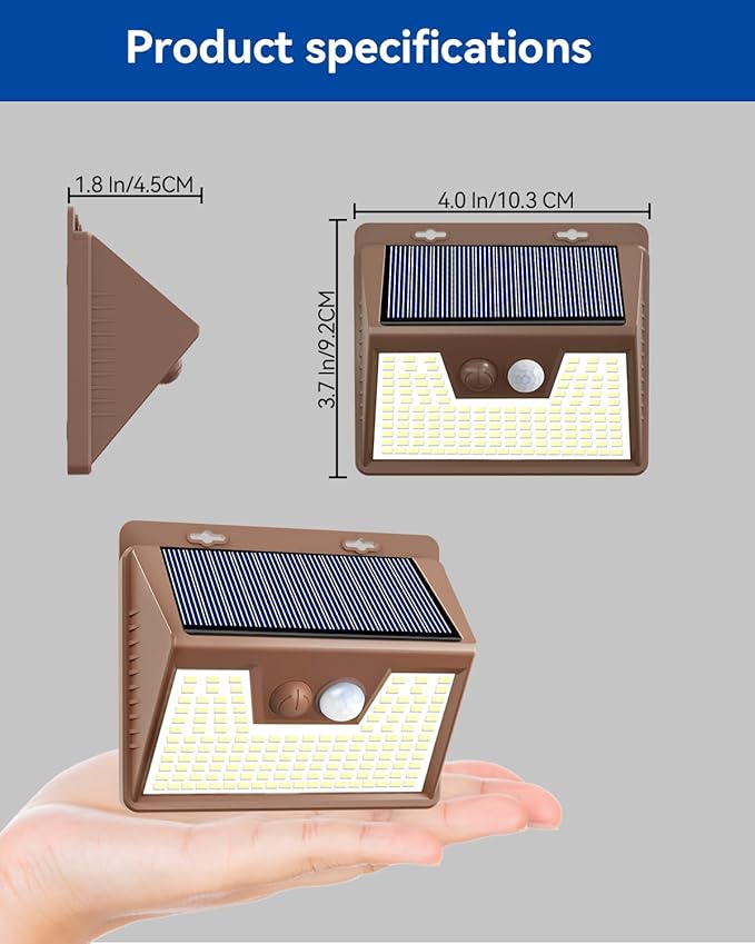 Peasur Brown Solar Lights Outdoor Motion Sensor 8 Pack, Ultra-Bright 3 Mode 1...