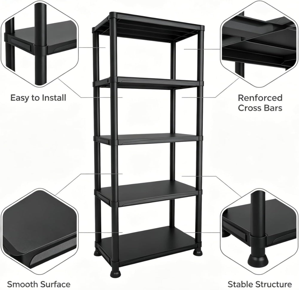 5‑Tier Plastic Storage Shelving Unit for Garage Storage Shelve 70"×24&qu...