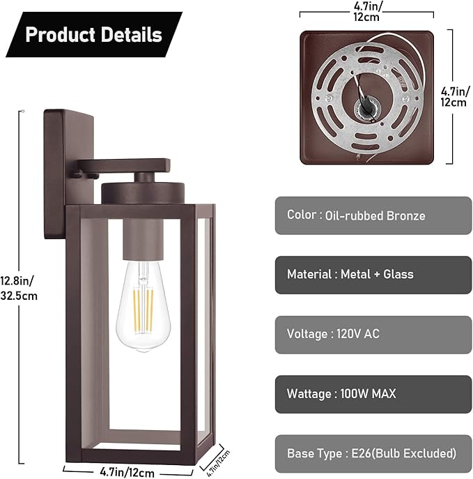 BesLowe Outdoor Wall Light Fixtures, Exterior Waterproof Wall Lanterns, Brown...