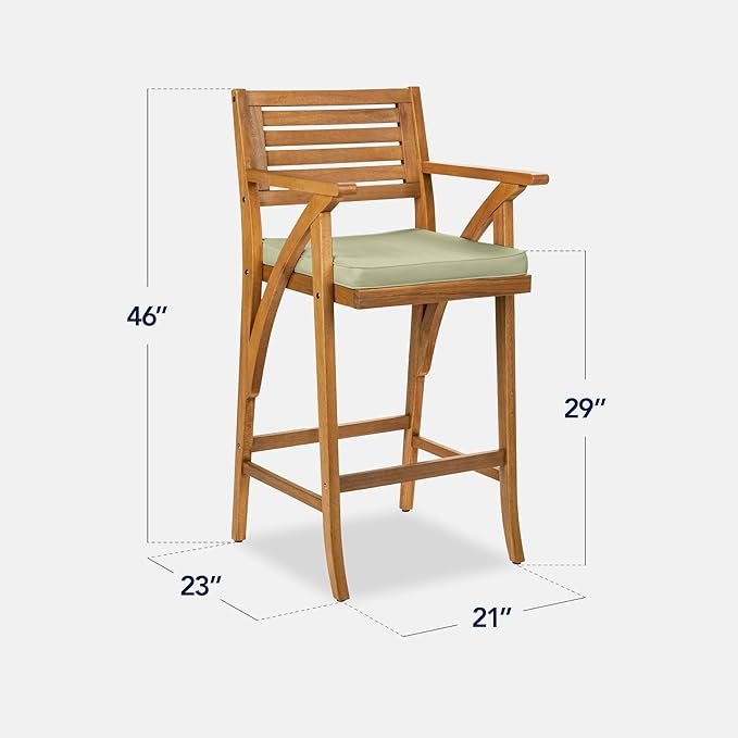 Best Choice Products Set of 2 Outdoor Acacia Wood Bar Stools Bar Chairs for P...