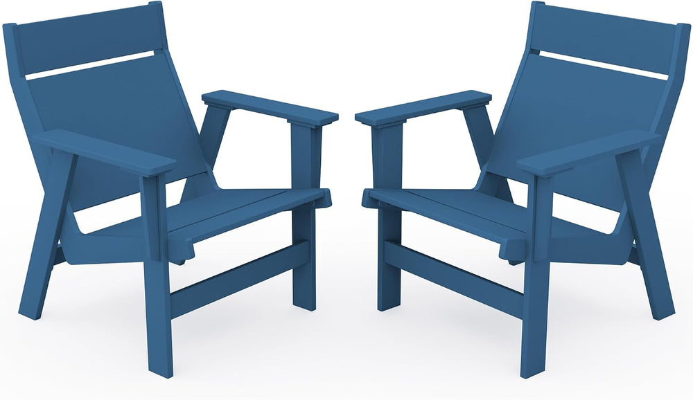 KINGYES Modern Adirondack Chair Set of 2, Slateless Design, Navy