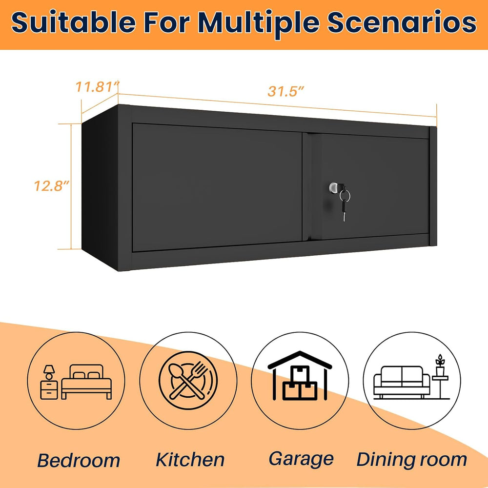 Garage Wall Cabinet, 31.5" W Metal Wall Mounted Storage Cabinet with Loc...