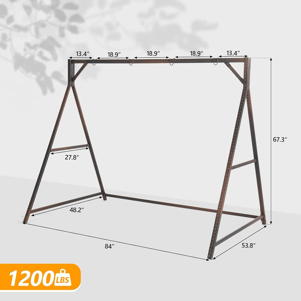 Outvita 7FT Rattan Porch Swing Stand Frame with Hanging Rings