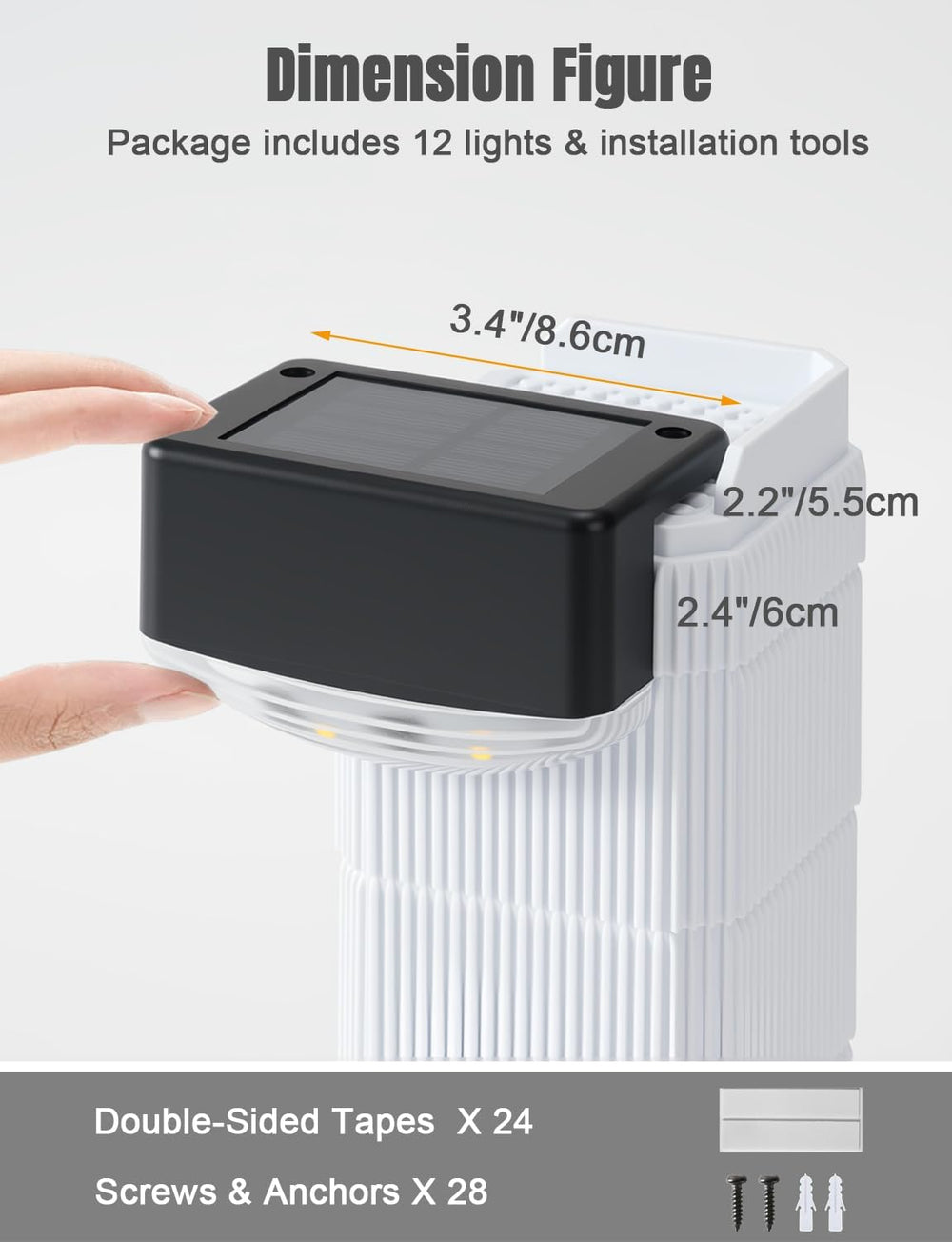 Solar Fence Lights 12 Pack, Outdoor Waterproof Solar Powered Step Lights, 300...