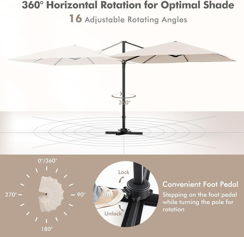 Tangkula 9.5 FT Cantilever Patio Umbrella, Outdoor Square Offset Umbrella wit...