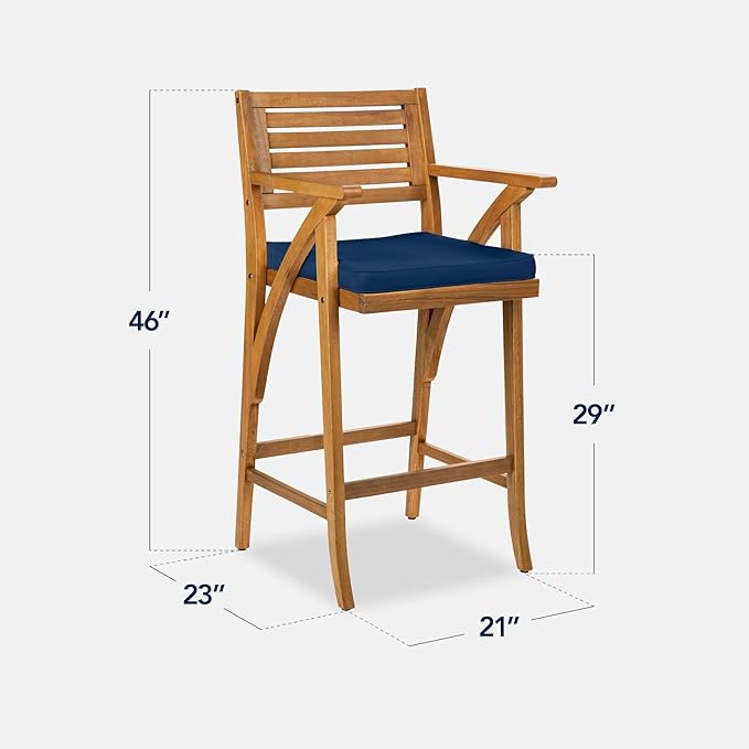 Best Choice Products Set of 2 Outdoor Acacia Wood Bar Stools Bar Chairs for P...