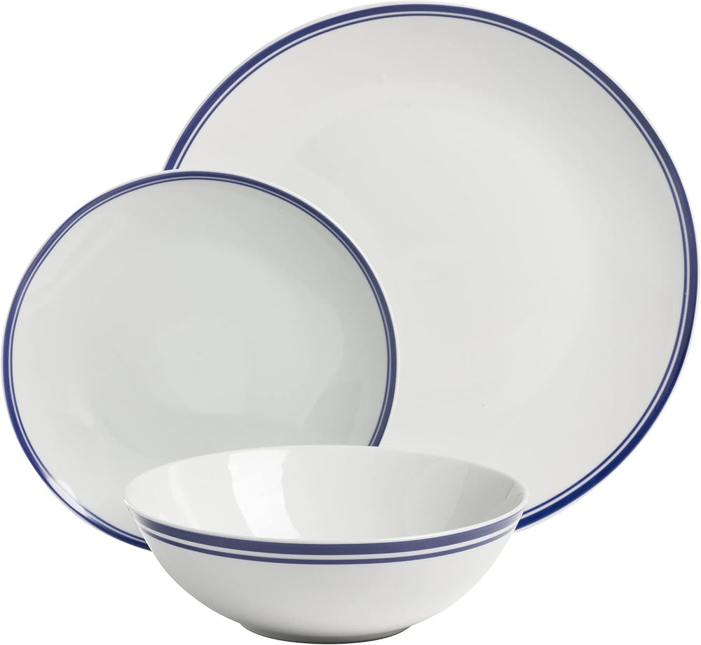 Café Stripe 12 Pc Dinnerware Set, Blue