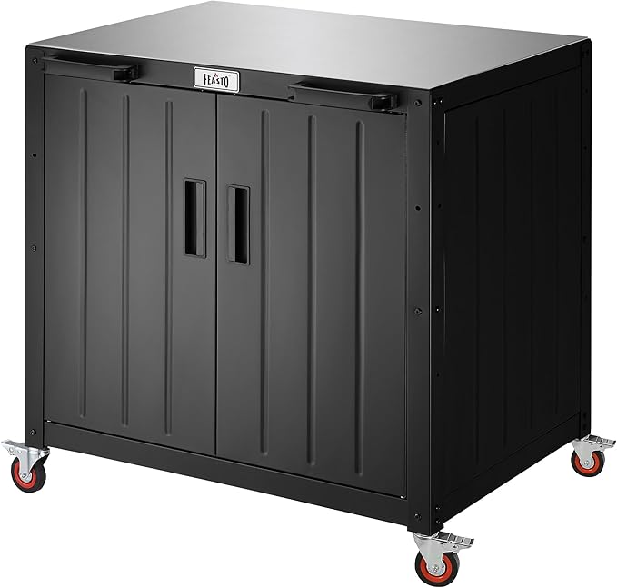 Outdoor Grill Cart with Storage Cabinet and Stainless Steel Top, 35-Inch Outd...