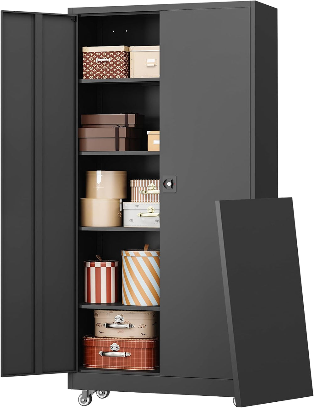 Metal Garage Storage Cabinet with Wheels,75" H Locking Tool Cabinet with...