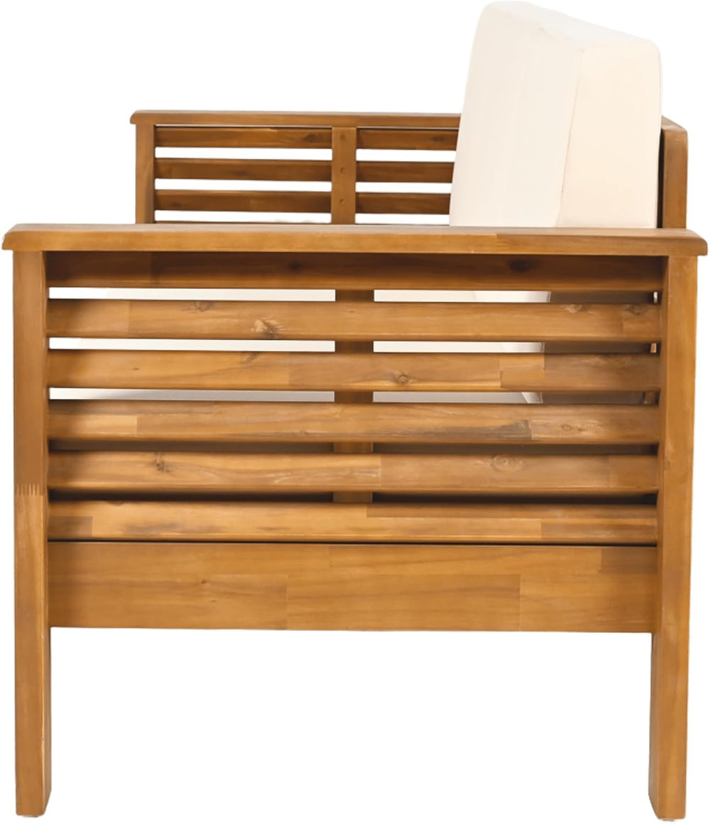 Merax 3 Piece Acacia Wood Patio Furniture Set, Outdoor Sectional Sofa Set wit...