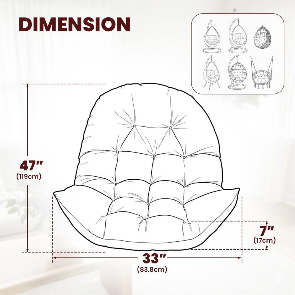 Egg Chair Cushion Replacement Outdoor Hanging Chair Cushion for Patio Furitur...