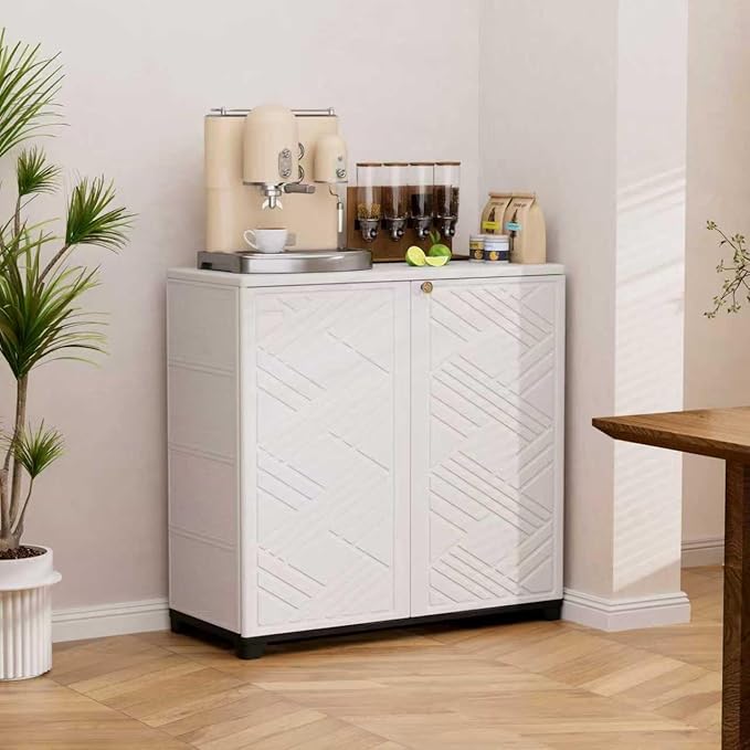ADDOK Indoor Outdoor Plastic Storage Cabinet 34"x15"x34", Outd...