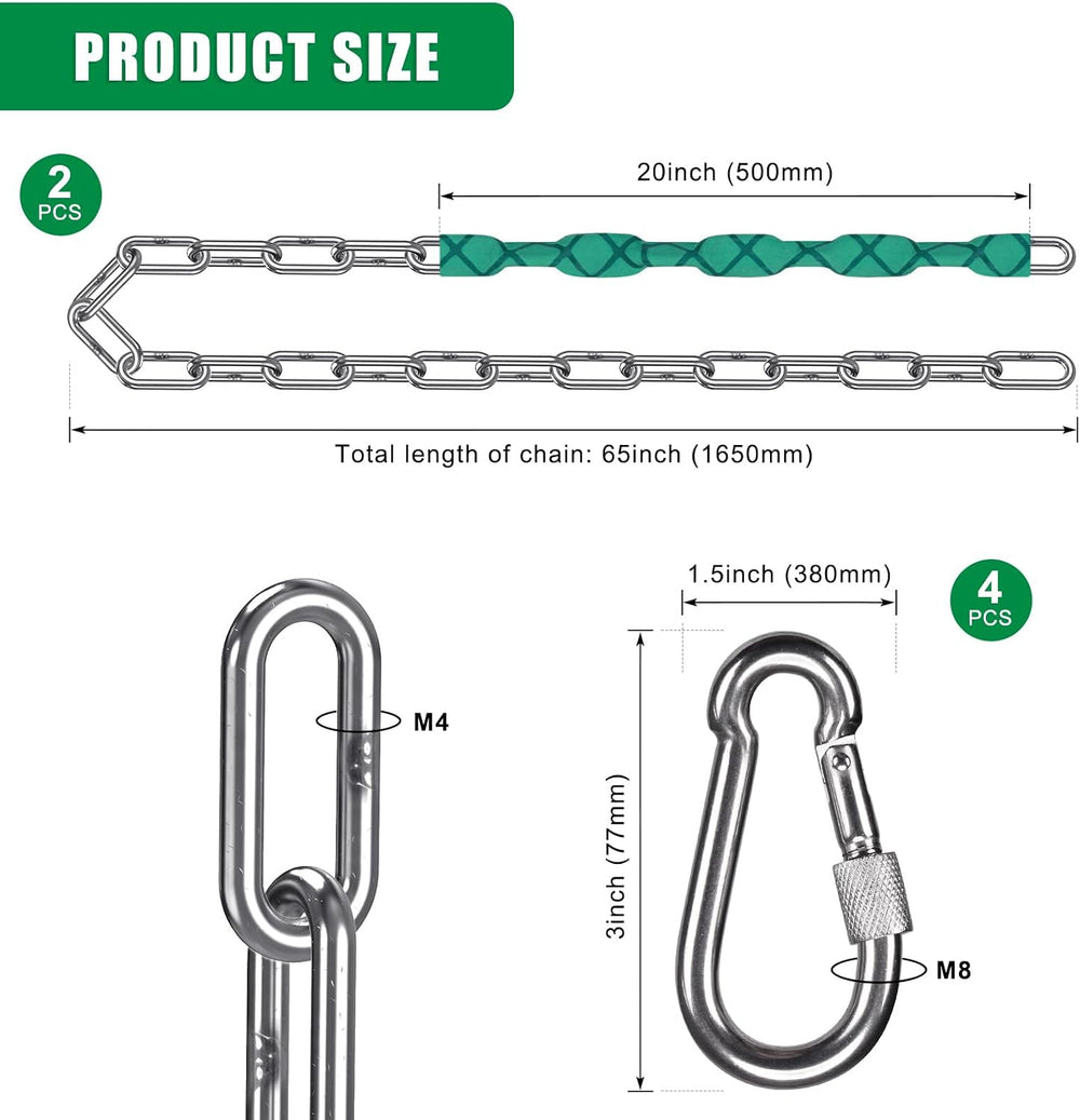 SELEWARE 2 Pcs 65" Heavy Duty Swing Chains Stainless Steel Hanging Chains