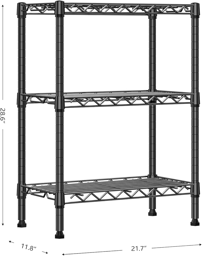 750 lbs 3 Tier Shelf Metal Storage Shelves Wire Rack Closet Organizers with P...