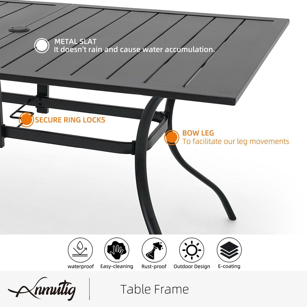 Outdoor Patio Dining Set with 63"x38" Rectangle Table,Gray Stackabl...