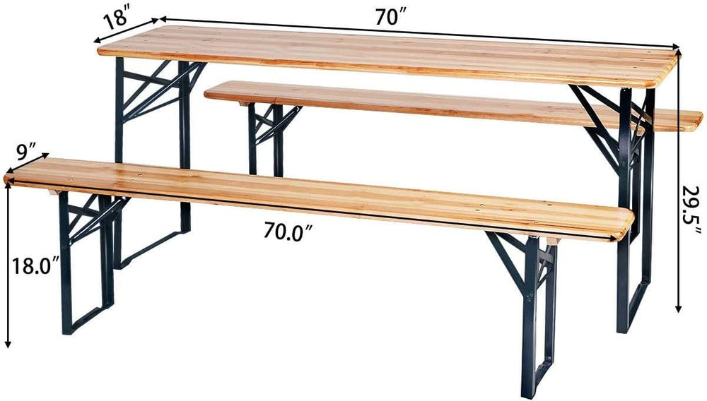 HAPPYGRILL 3 Pieces Outdoor Folding Picnic Table Bench Set