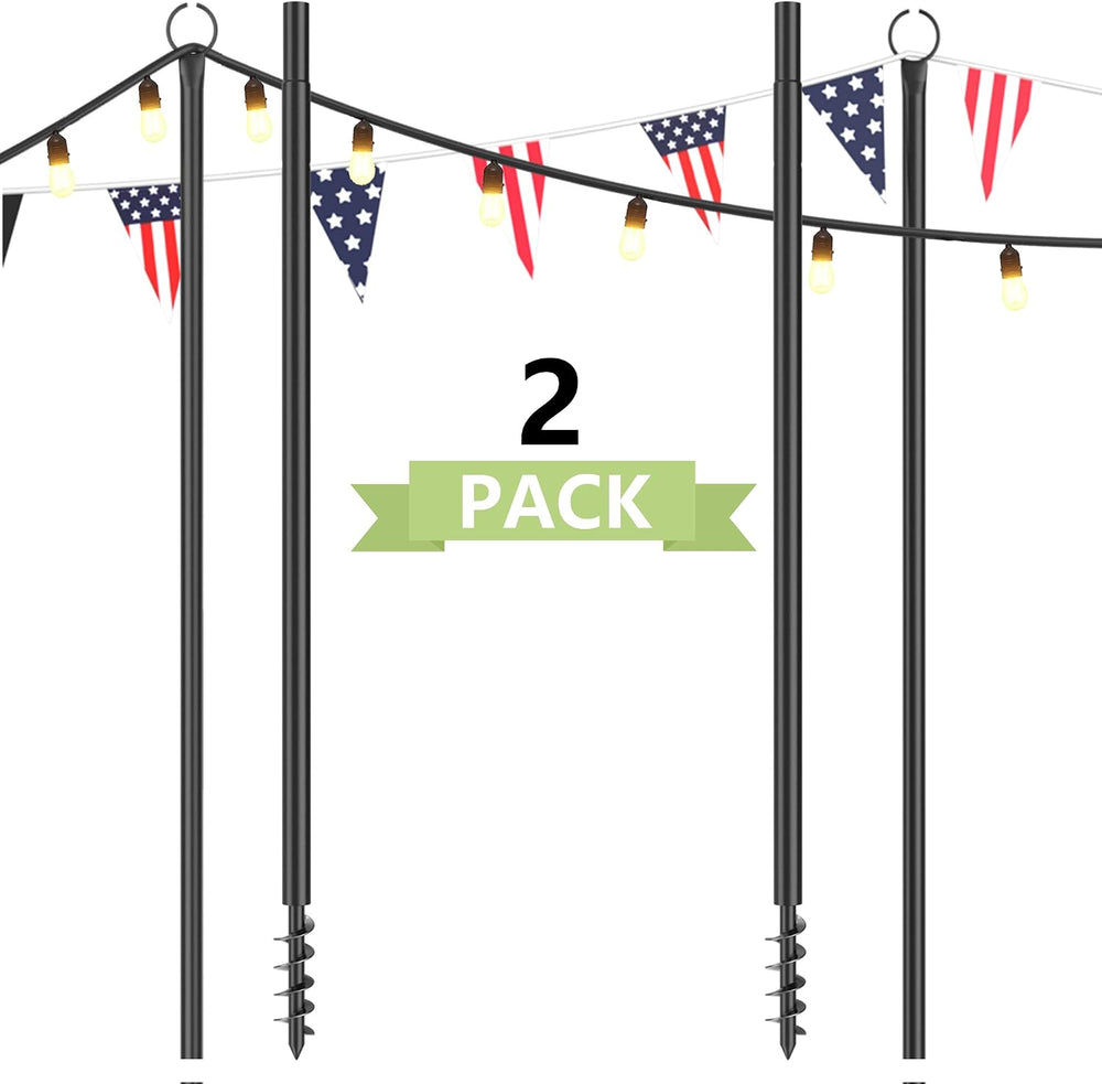 2 Pack String Light Poles for Outside, 10.5 Ft Outdoor String Light Poles for...
