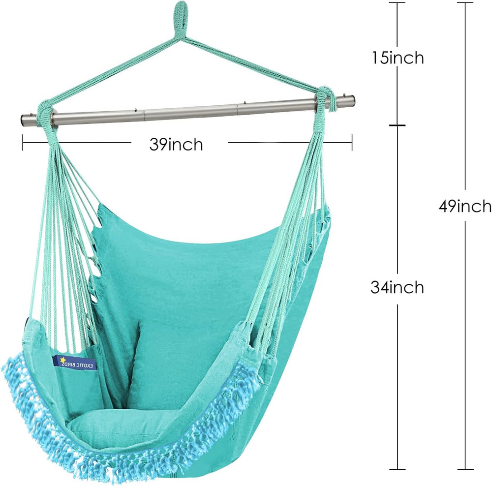 Gold Armour Hammock Chair Hanging Rope Swing Max 500lbs, 2 Seat Cushions Incl...