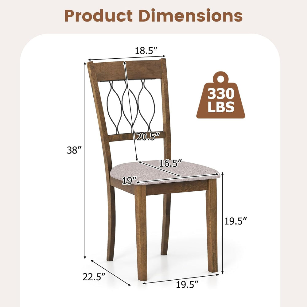 GIANTEX Dining Chairs Set of 4, Fabric Upholstered Armless Kitchen Chairs w/H...