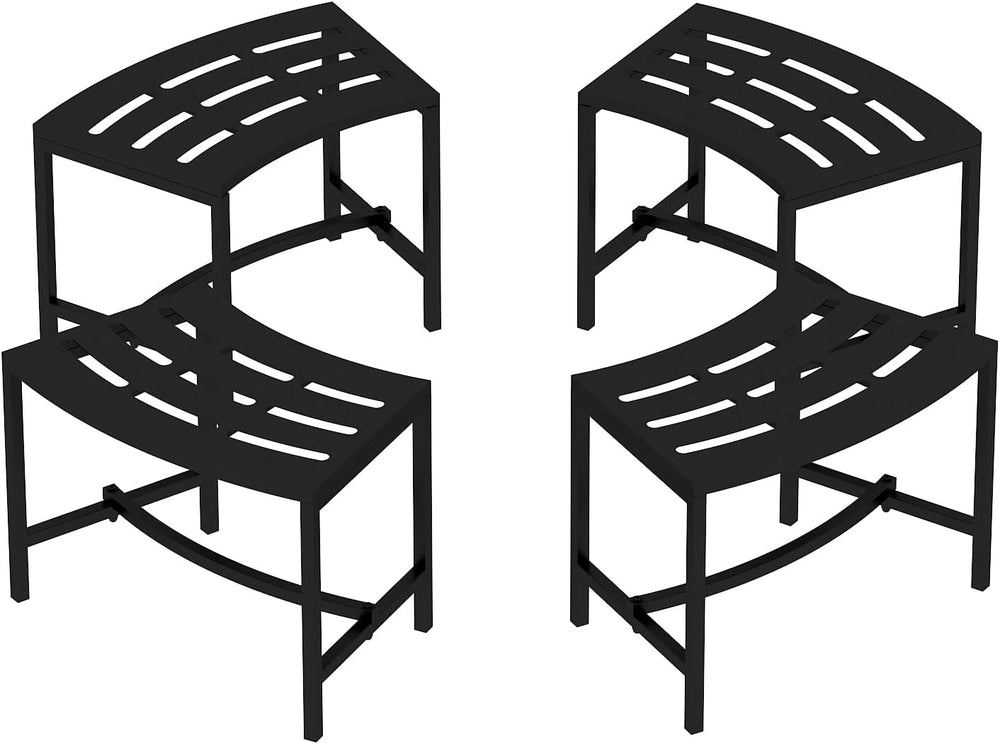 Metal Outdoor Curved Fire Pit Bench Set of 4, Fire Pit Seating Waterproof, St...