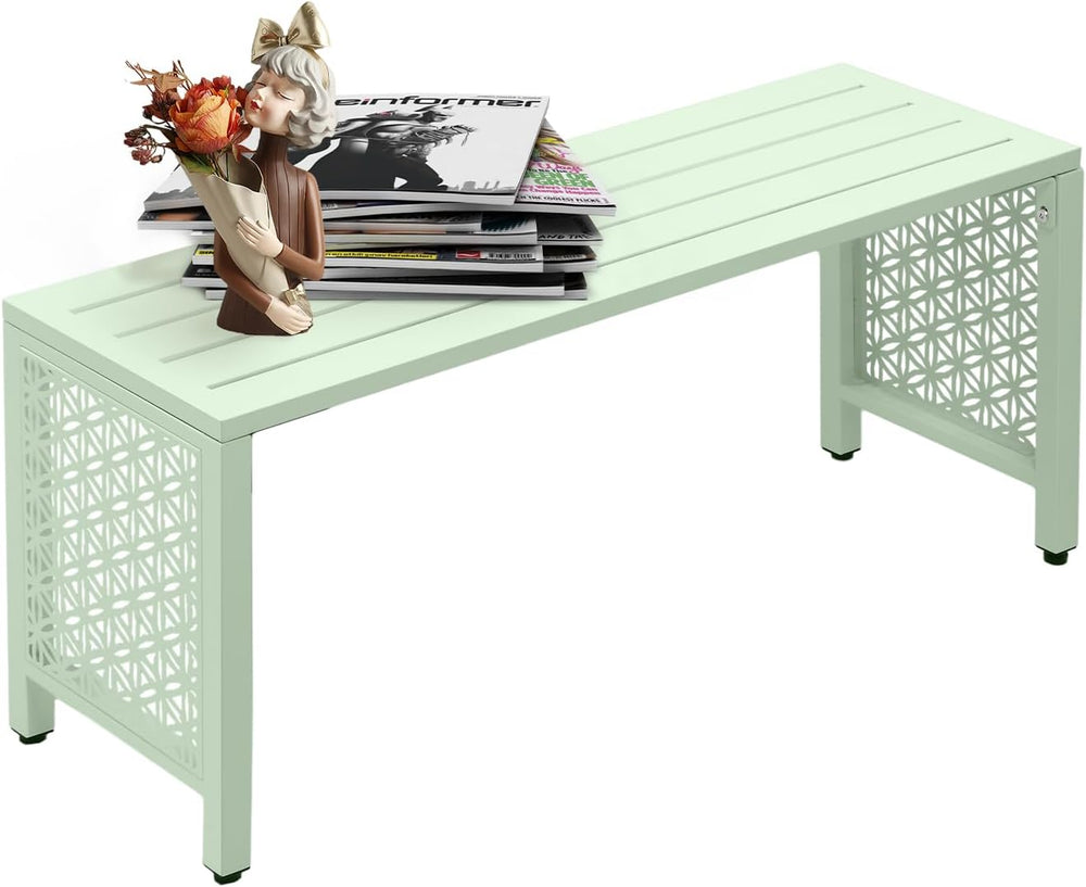 VINGLI 40in Outdoor Metal Bench, All-Weathe Backless Patio Bench with Slatted...