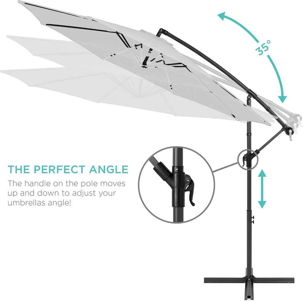 Best Choice Products 10ft Offset Cantilever Hanging Market Patio Umbrella, 8 ...