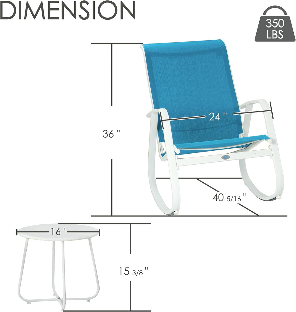 Kozyard 3-Piece Outdoor Rocking Chair Set, Patio Bistro Set