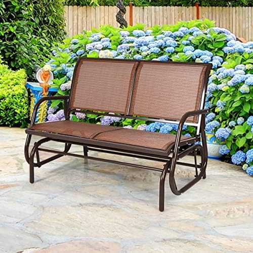 GIANTEX 48 Inch Swing Glider Chair, 2 People Swing Lounge Glider Chair