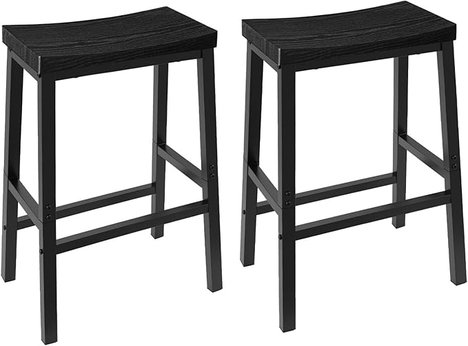 HOOBRO Bar Stools, Set of 2 Bar Chairs, 23.6 Inch Saddle Stools, Kitchen Coun...