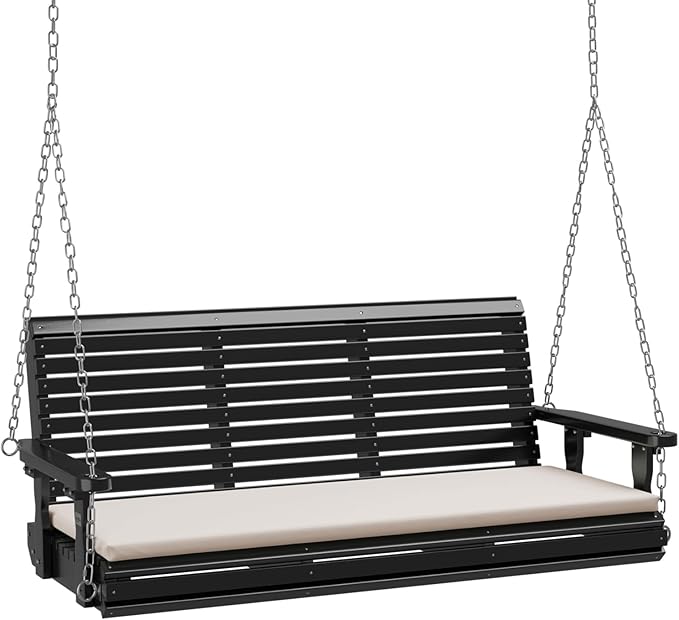 VINGLI Heavy Duty 880 LBS Patio Wooden Porch Swing Outdoor with Extra Cushion...