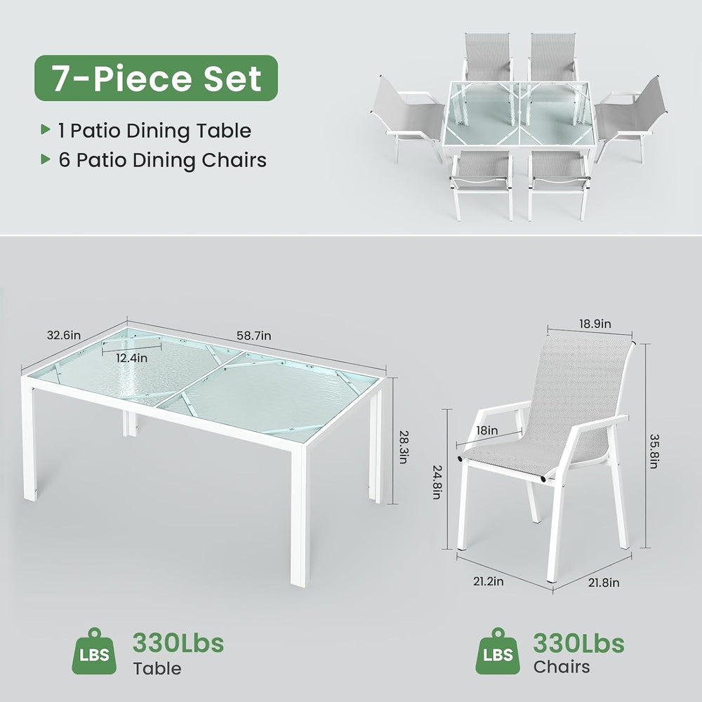 Jocoevol Outdoor Dining Set for 6 Patio Patio Table and Chairs Set 7 Piece