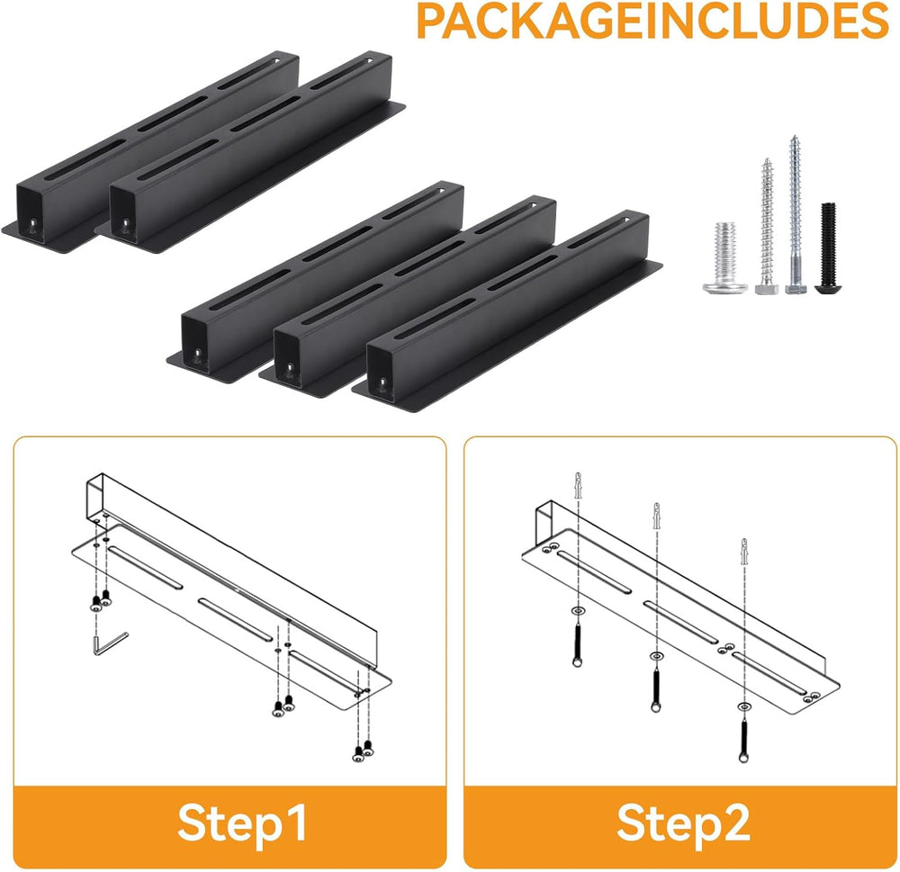 Garage Ceiling Storage Racks for 6 Bins, 17" Heavy Duty Steel Rails, Ove...