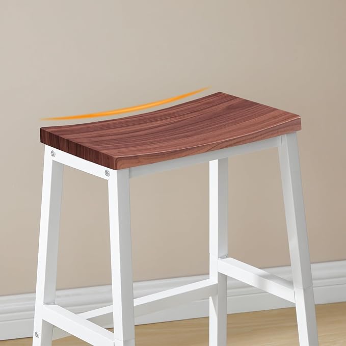 HOOBRO Bar Stools, Set of 2 Bar Chairs, 23.6 Inch Saddle Stools, Kitchen Coun...