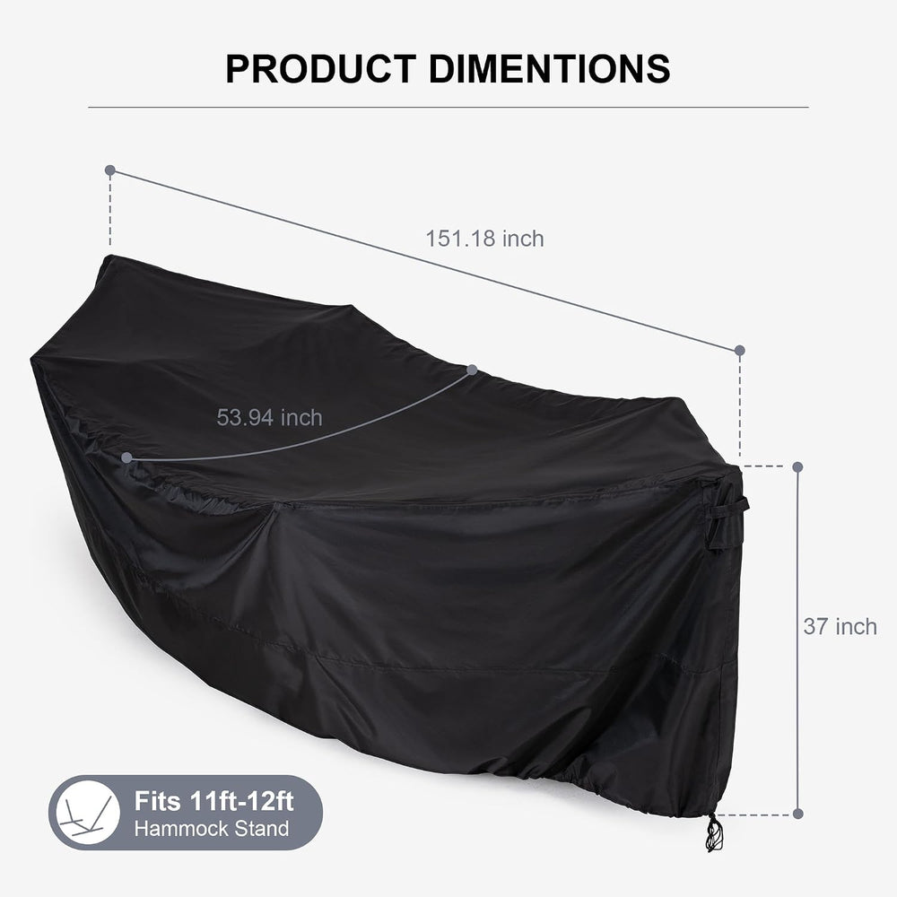 Thickened Waterproof Hammock Cover for 12FT Stand, Black
