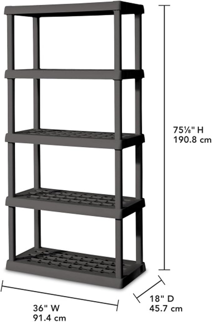 Sterilite 2-Pack 5 Shelf Unit, Heavy-Duty Shelving Storage Rack for Home and ...