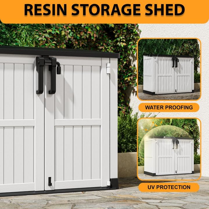 LHBcraft Outdoor Storage Cabinet 36 Cu Ft with Lockable Doors, Waterproof Out...