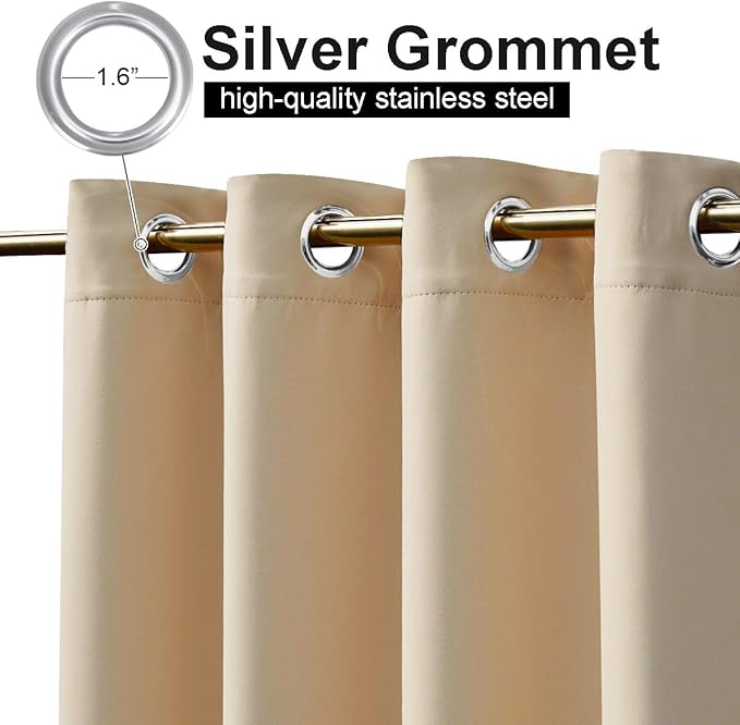 NICETOWN 2 Panels Outdoor Curtains for Patio Waterproof, Sunlight Block Rustp...