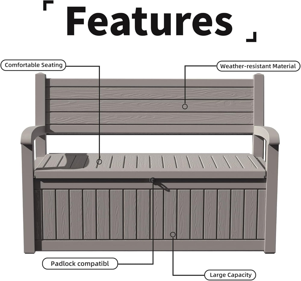 80 Gallon Outdoor Storage Bench, Grey Stripe