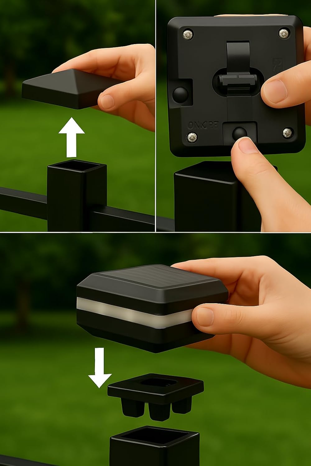 4 Pack Solar Post Cap Lights for 2x2 Inch Aluminum, Wrought Iron, and Garden/...