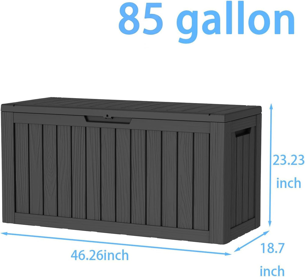 85 Gallon Outdoor Deck Box, Resin Waterproof Storage Box With Lockable Lid, U...