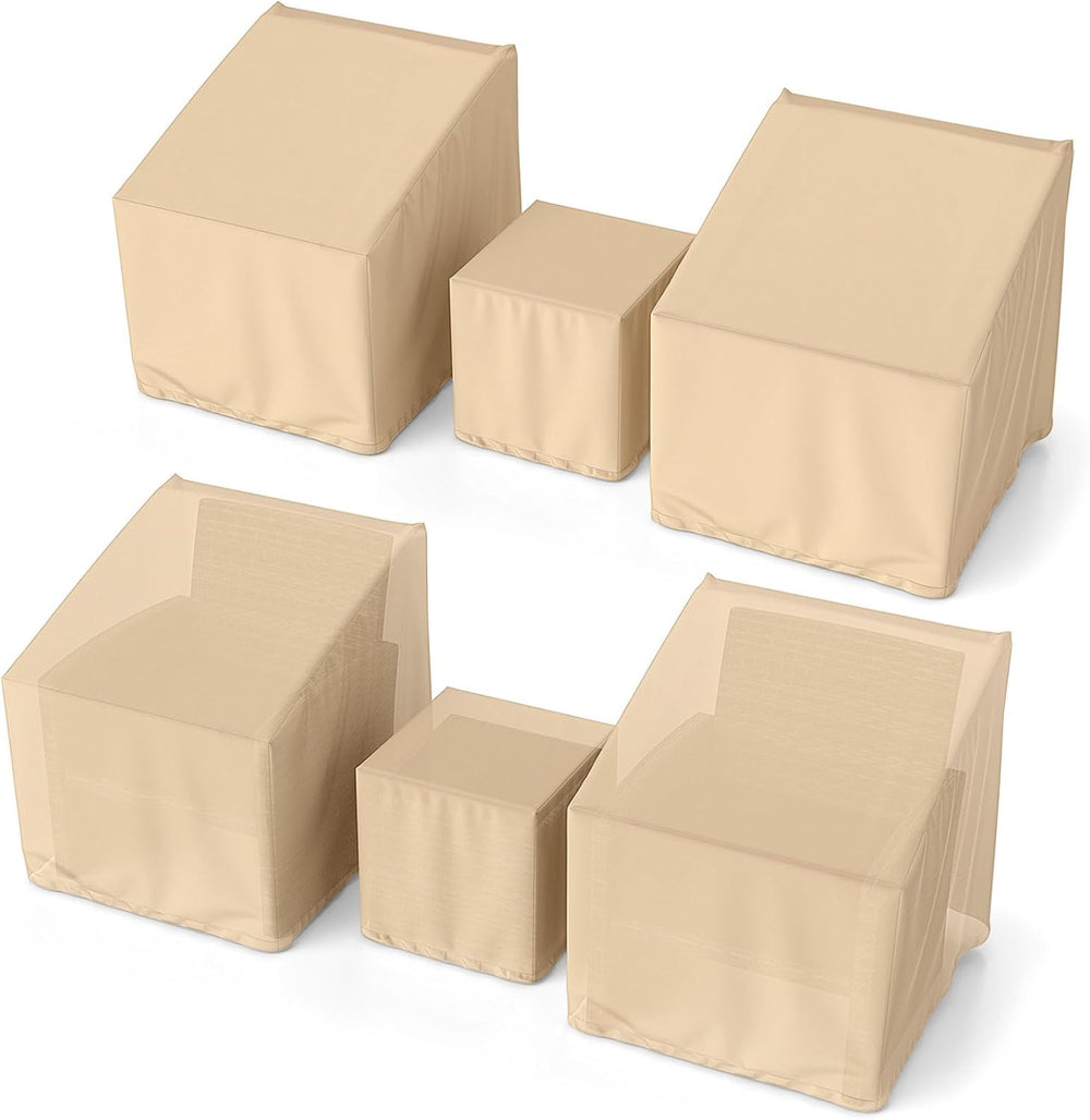 Tangkula Patio Furniture Covers 3 Piece Set for 2 Chairs & Side Table