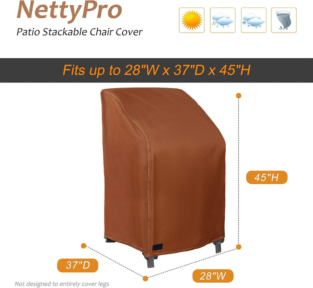 NettyPro Stackable Chair Covers 2 Pack Waterproof Outdoor Stack Chairs Cover ...