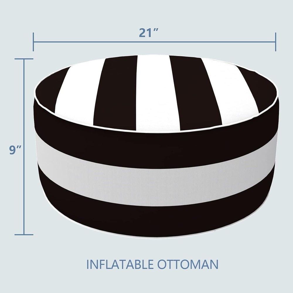 LVTXIII Outdoor Inflatable Ottoman, Fade-Resistant Round Footrest Stool D21”x...