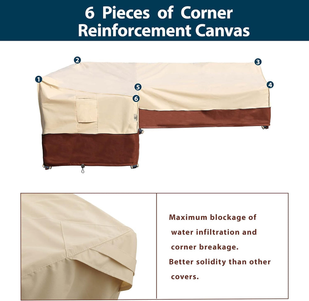 Outdoor Sectional Cover, 90-inch V-Shaped Patio Furniture Sofa Covers Waterpr...