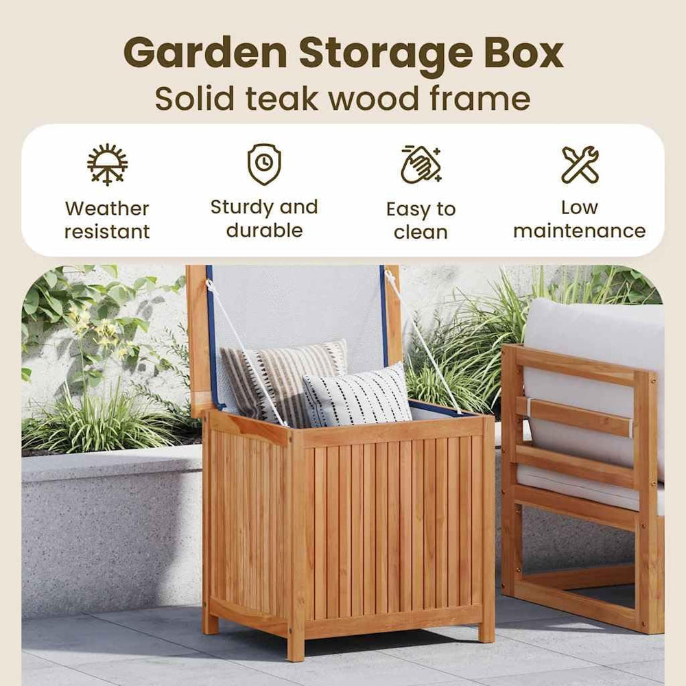 vidaXL Solid Teak Wood Patio Storage Box - Rustic Design, Ample Storage Space...