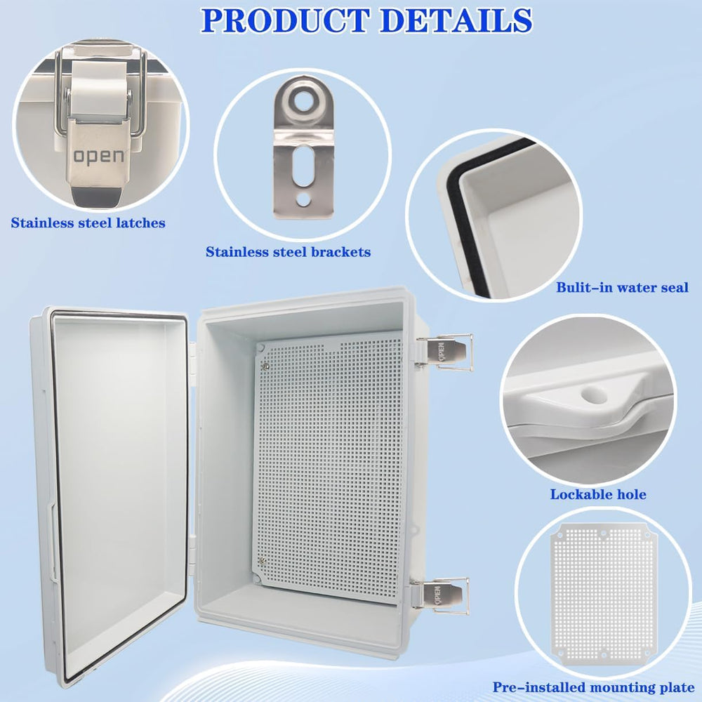 Waterproof Electrical Box with Mounting Plate, IP67 Junction Box Stainless St...